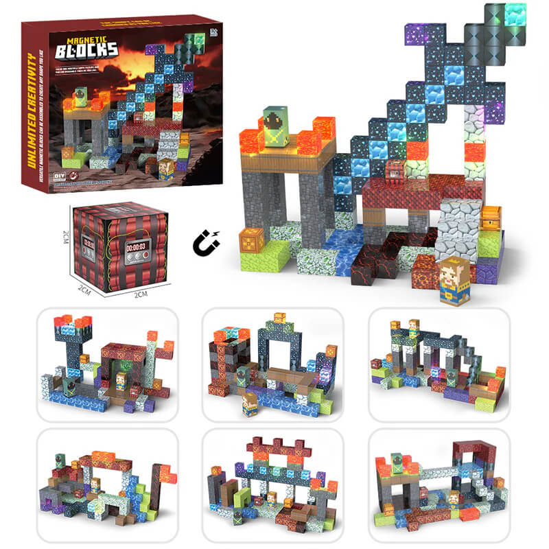 166-piece magnetic building blocks set for kids - create your own knight adventure kingdom with swords, monsters, and treasures