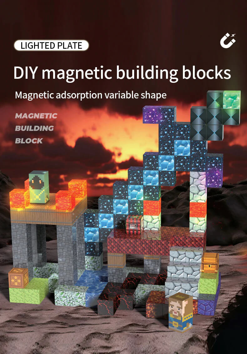 166-piece magnetic building blocks set for kids - create your own knight adventure kingdom with swords, monsters, and treasures