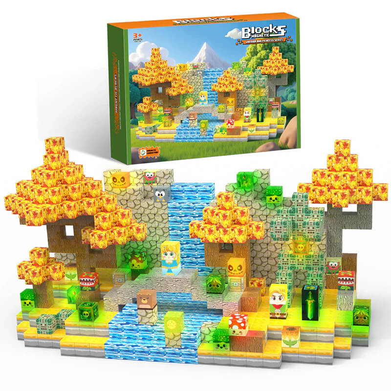 200-Piece Knight & Princess Magnetic Blocks Set - Best Building Toys for 3 Year Olds with Castle, Treasure & Monsters