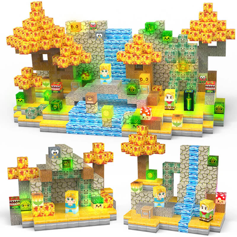 200-Piece Knight & Princess Magnetic Blocks Set - Best Building Toys for 3 Year Olds with Castle, Treasure & Monsters