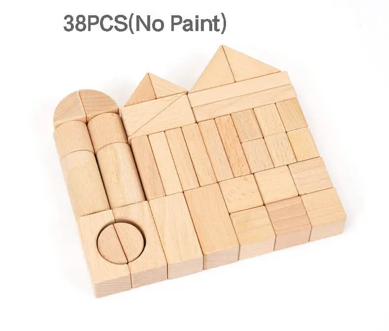 68-piece unpainted wooden building blocks set for Montessori learning | Eco-friendly toys for 3+ year olds