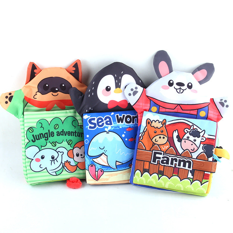 3D Sensory Book with animal puppets – penguin, squirrel, and bunny characters for baby learning and play