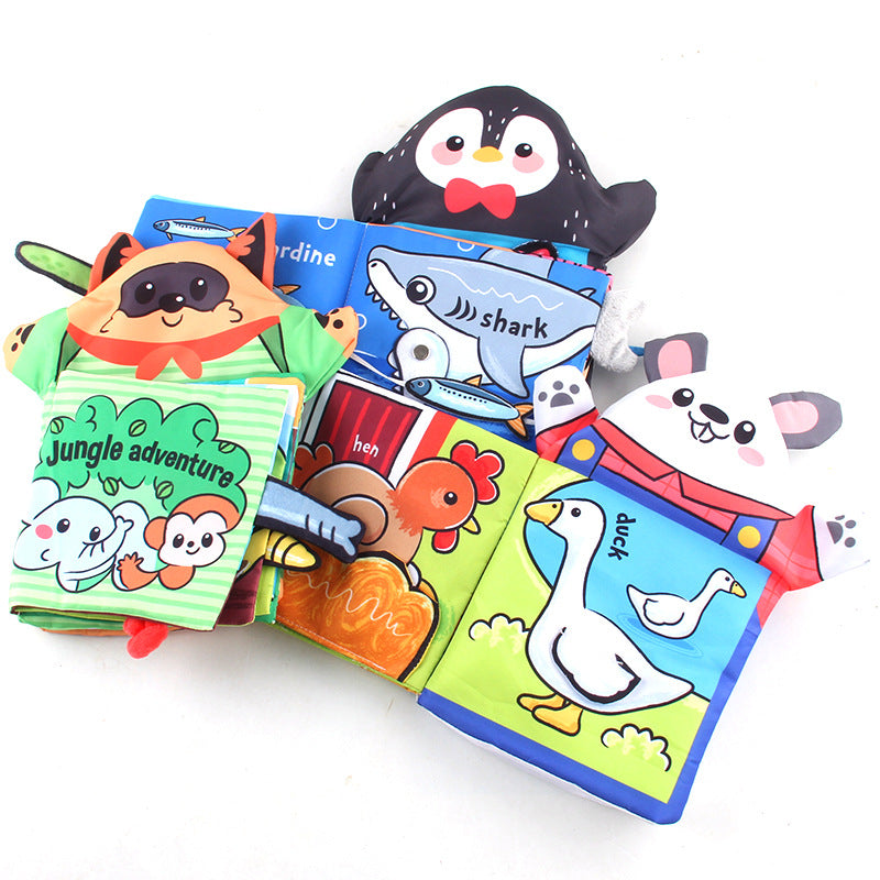 3D Sensory Book with animal puppets – penguin, squirrel, and bunny characters for baby learning and play