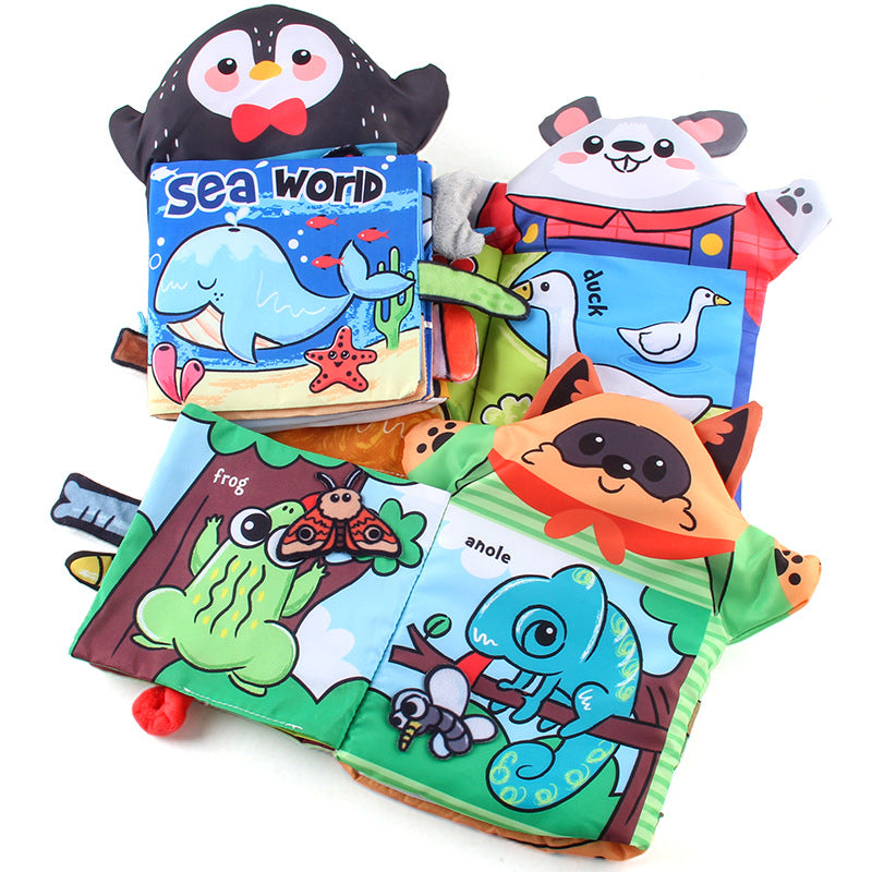 3D Sensory Book with animal puppets – penguin, squirrel, and bunny characters for baby learning and play