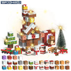 A family enjoying building the Magnetic Christmas Countdown Calendar together during the holidays.