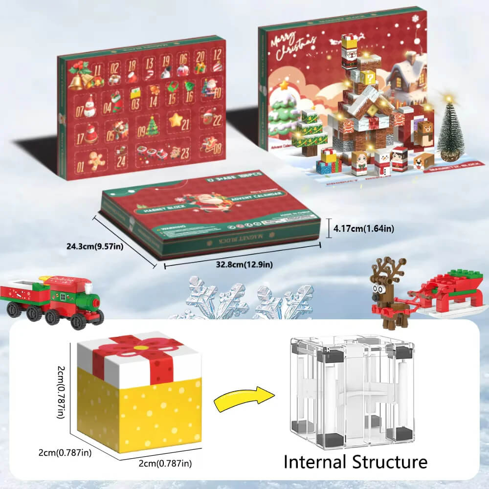 A family enjoying building the Magnetic Christmas Countdown Calendar together during the holidays.