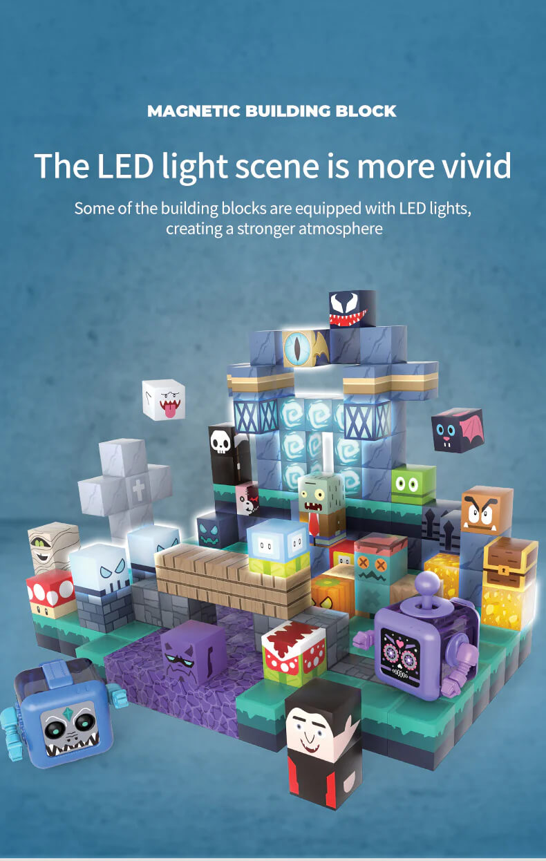 Brave toddler building magnetic monster world | STEM learning toy for 3+ year olds | Award-winning creative blocks