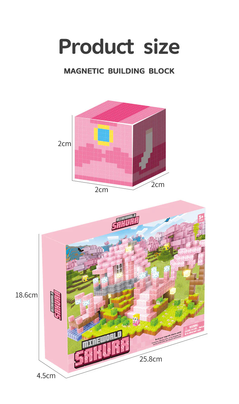 Cherry Blossom Princess Castle built with pink open-ended blocks – a magical building toy for creative kids.
