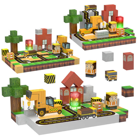 Cranes, signals, roads and tracks for endless configurations | Best open ended blocks gift