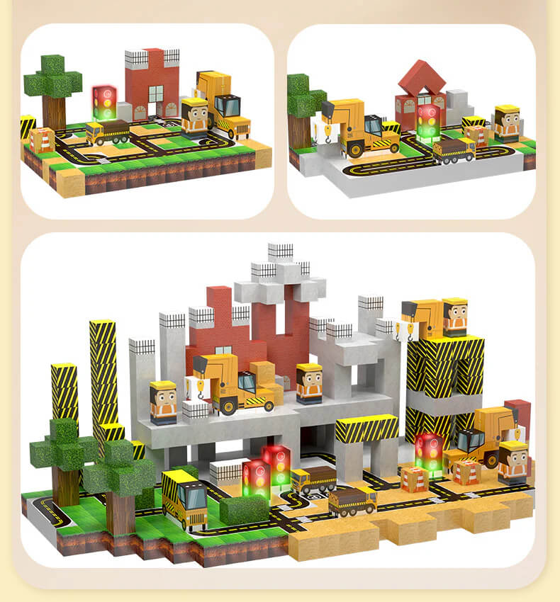 Cranes, signals, roads and tracks for endless configurations | Best open ended blocks gift