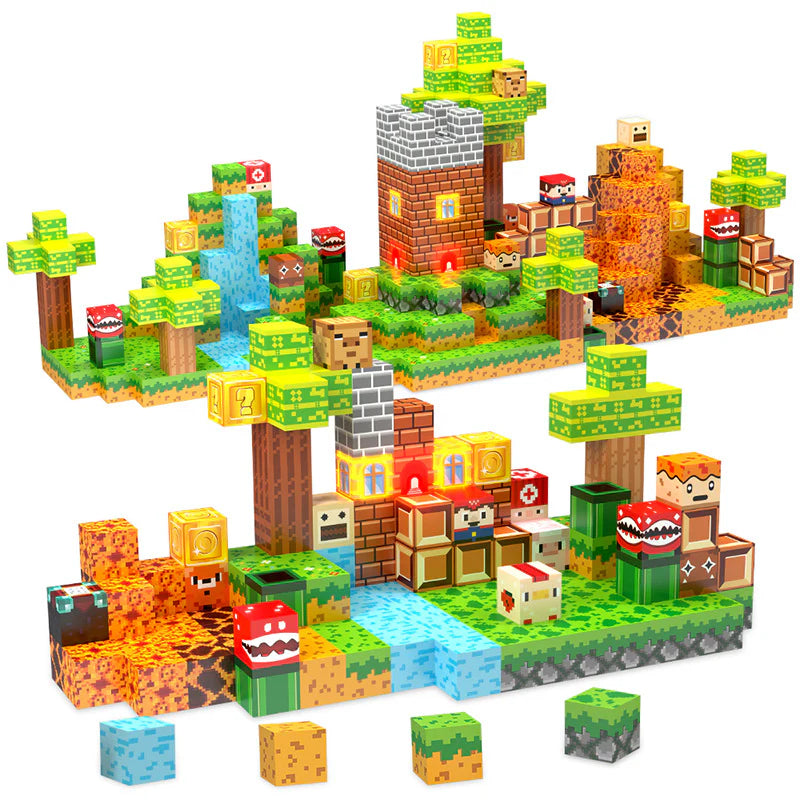 Magnetic adventure building blocks set with fantasy terrain and cute characters – best toys for 3 year olds