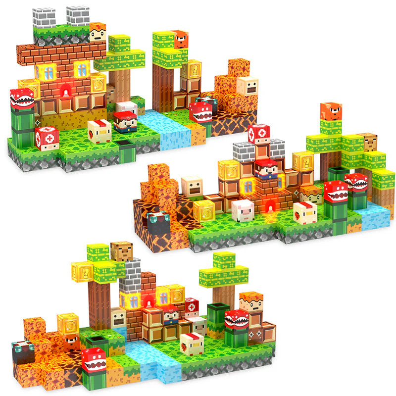 Magnetic adventure building blocks set with fantasy terrain and cute characters – best toys for 3 year olds