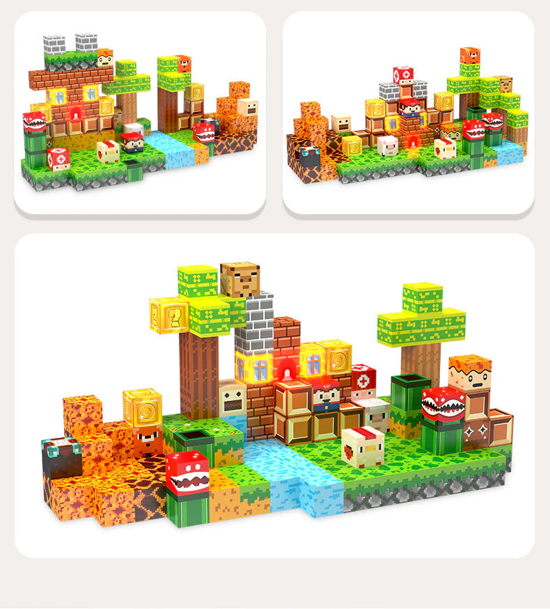Magnetic adventure building blocks set with fantasy terrain and cute characters – best toys for 3 year olds
