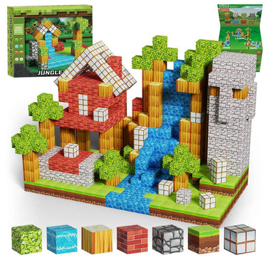 Montessori Magnetic Blocks Mountain Stream - 275pcs Magnetic Building Set with Waterfall Design