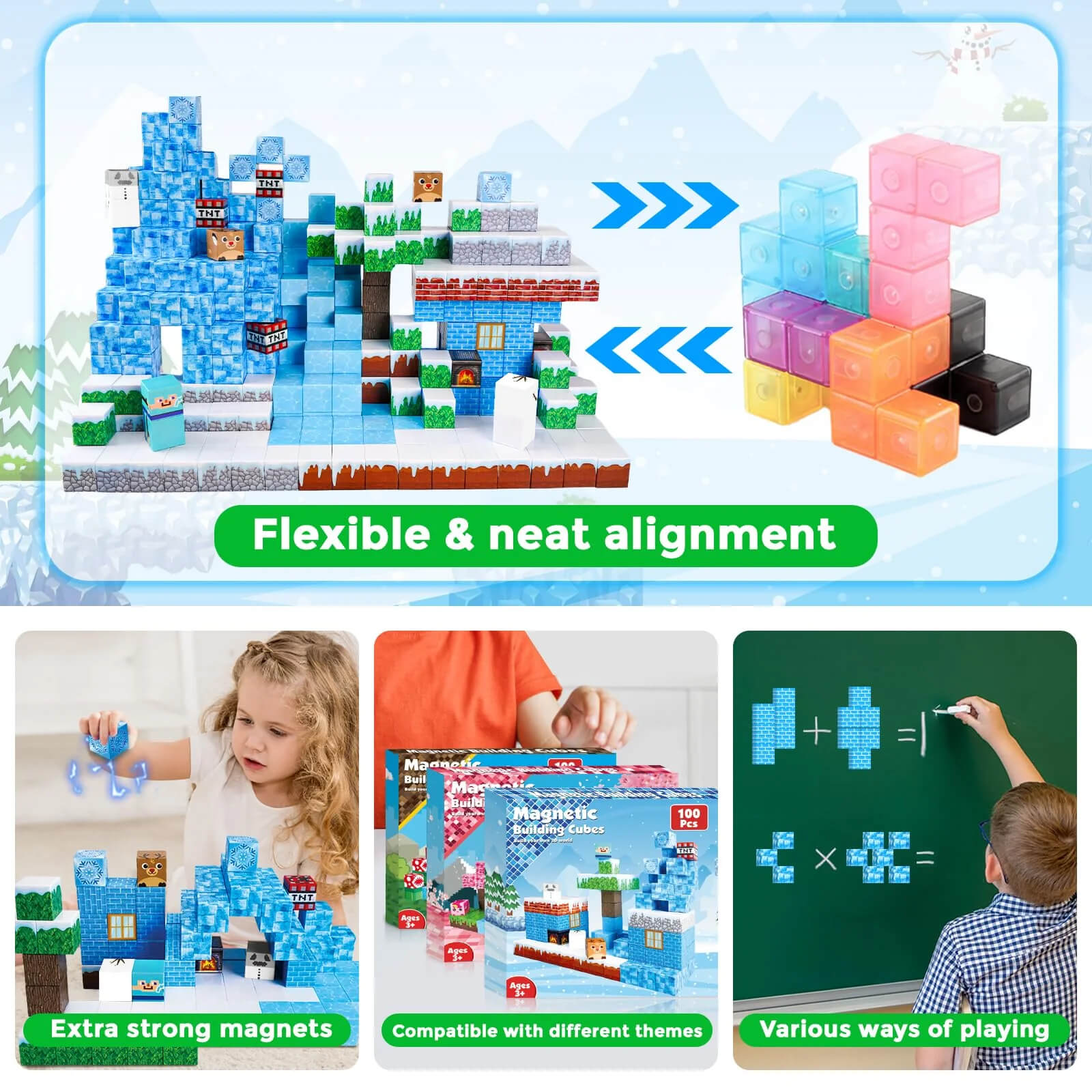 Montessori Magnetic Blocks:Snow World montessori