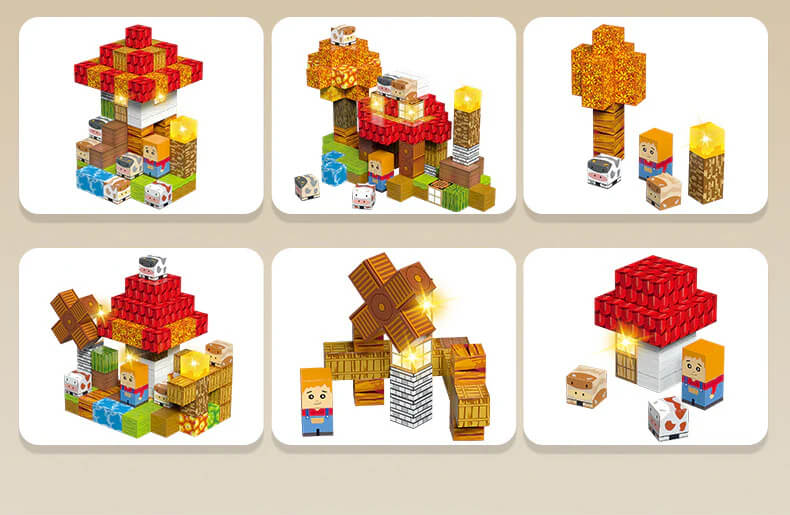 Pixel farm magnetic building blocks set with animals, river, barn and windmill – best toys for 3 year olds to build and explore