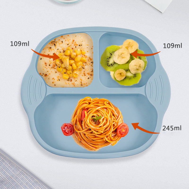 Divided silicone feeding plate for toddlers – keeps meals organized and fresh