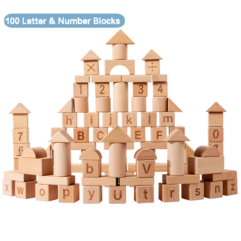 Unpainted Solid Wood Castle Building Blocks