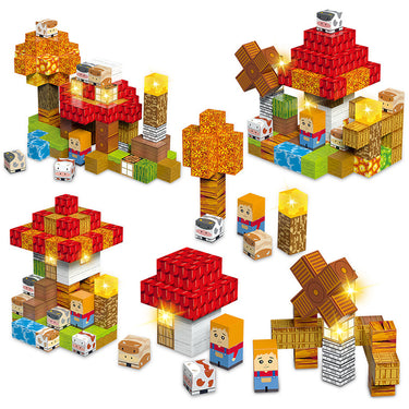 Pixel farm magnetic building blocks set with animals, river, barn and windmill – best toys for 3 year olds to build and explore