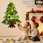  A joyful child hanging DIY Christmas ornaments on the tree, enjoying creative play with our kid-friendly decoration set.
