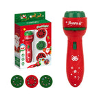 Christmas Flashlight Projector showcasing 24 festive patterns, creating a warm holiday ambiance in a living room setting