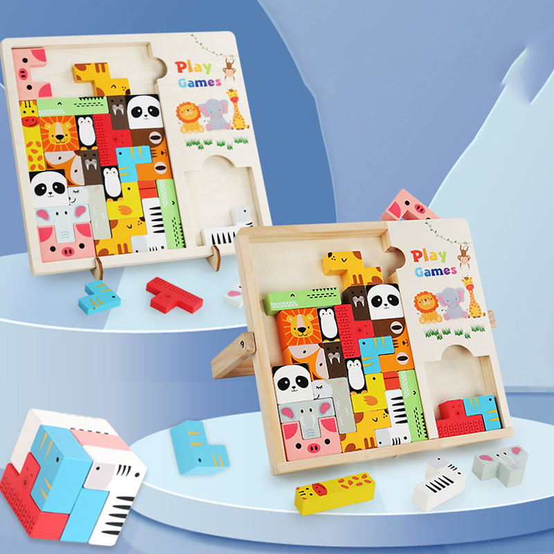 Classic wooden puzzle toy for kids to improve focus, imagination, and logic without screen