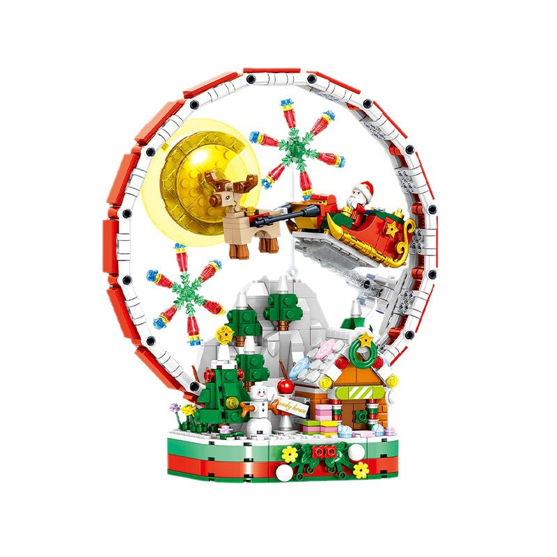 The completed model of our 878-piece creative building set, showcasing an intricate and colorful design.