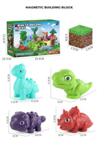Child building dinosaur world with magnetic blocks | Best STEM toys for 3 year olds