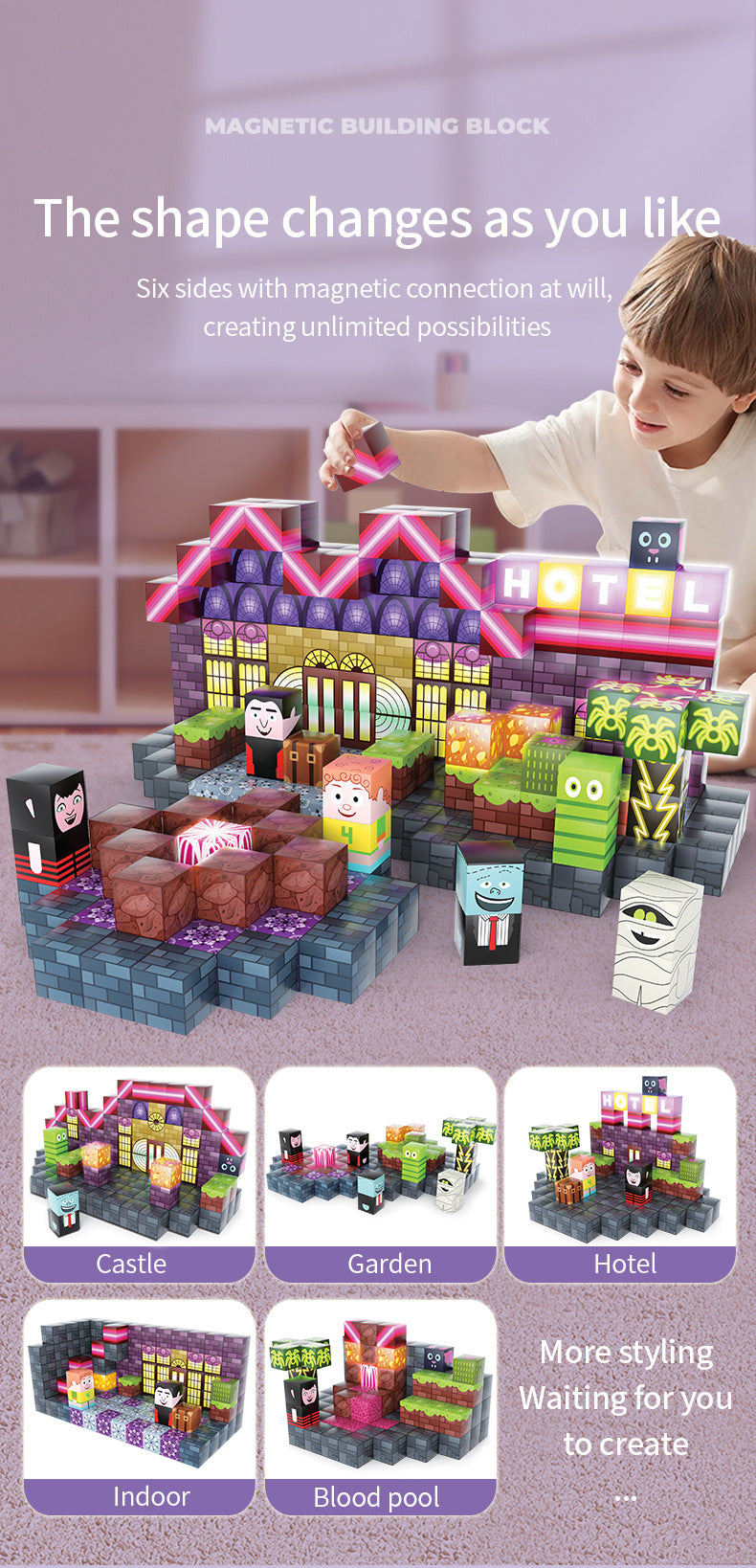 Montessori Magnetic Blocks:Hotel Elves