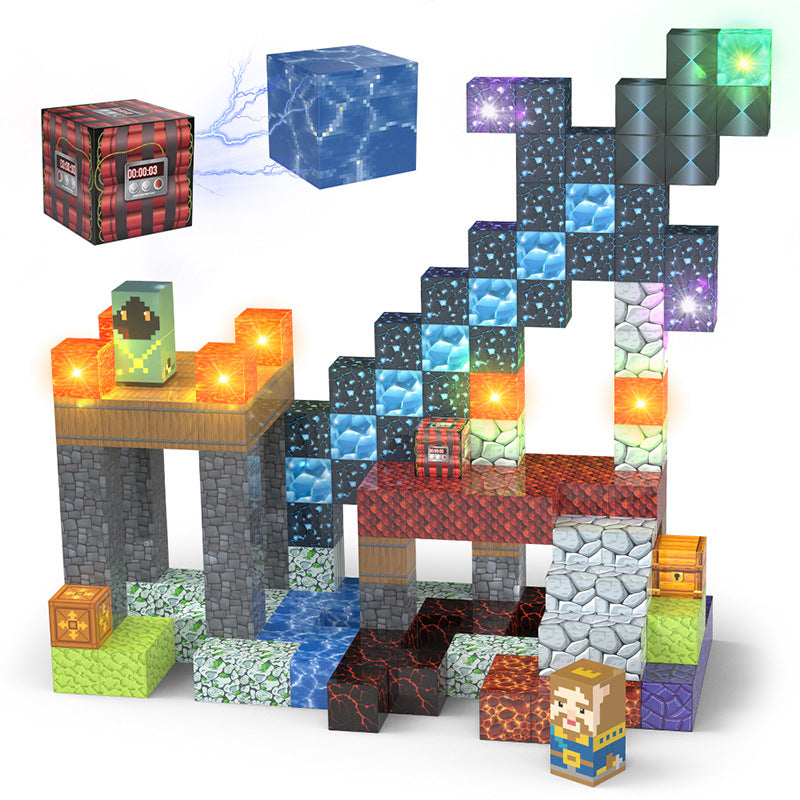 166-piece magnetic building blocks set for kids - create your own knight adventure kingdom with swords, monsters, and treasures