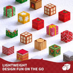 45-piece magnetic block travel toy set for building a festive Christmas scene and creative play.