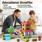 The Perfect Montessori Forest Set: Vibrant minecraft magnetic blocks ready for building imaginative woodland scenes.