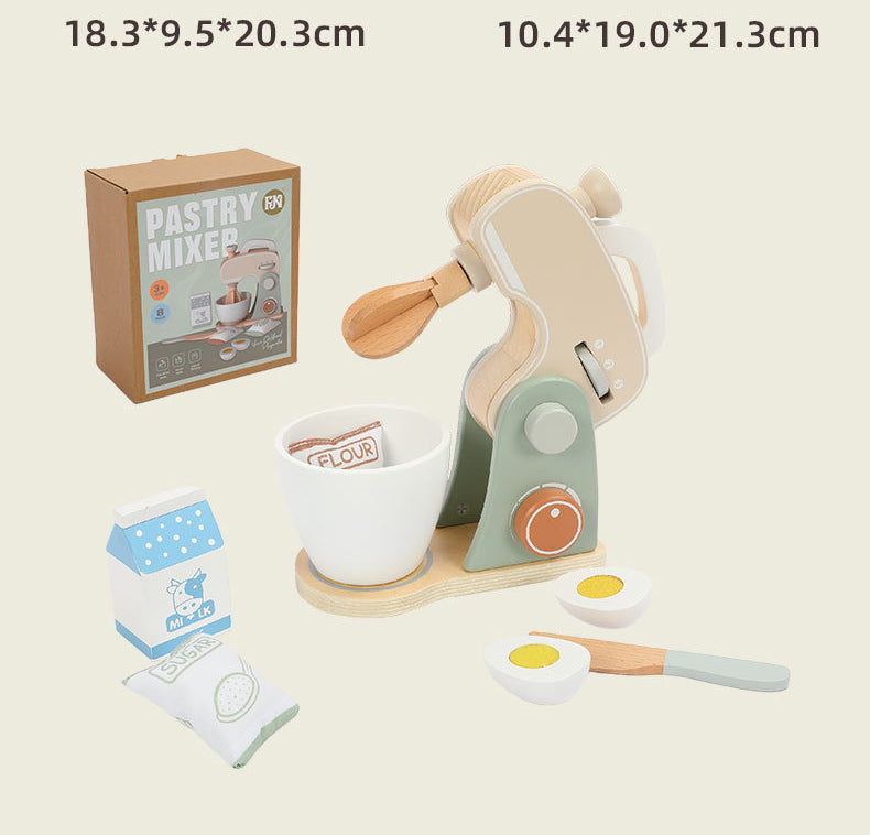 Children role-play kitchen toy set made from smooth natural wood