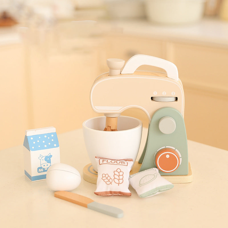 Children role-play kitchen toy set made from smooth natural wood