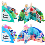 Durable tear-resistant busy book featuring sensory-rich patterns and strong Velcro for fun matching games that develop babies’ cognitive, sensory, and hand-eye coordination skills.