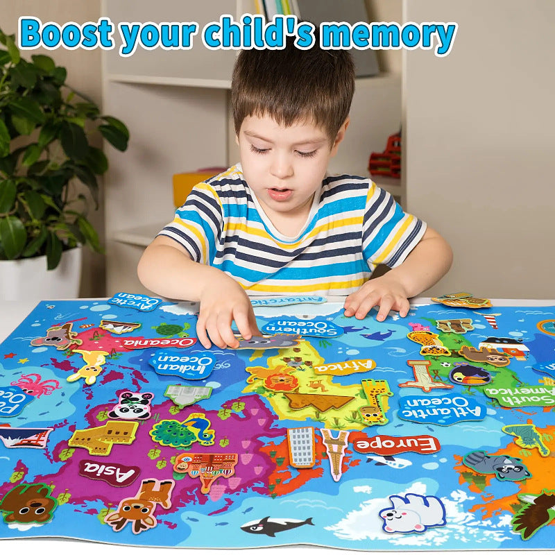 Toddler using Montessori busy board memory trainer - child matches animal tiles to boost working memory while developing fine motor skills, featuring pattern sequence boards and tactile matching games. 
