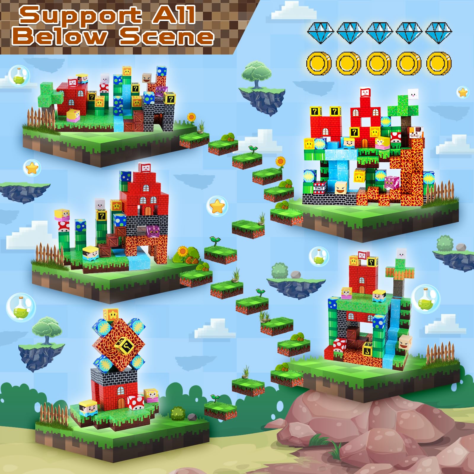 Montessori Magnetic Blocks:Adventure on Mushroom Island