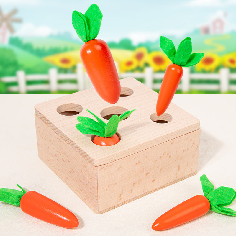 Montessori toy set with foldable storage box and colorful interactive lids