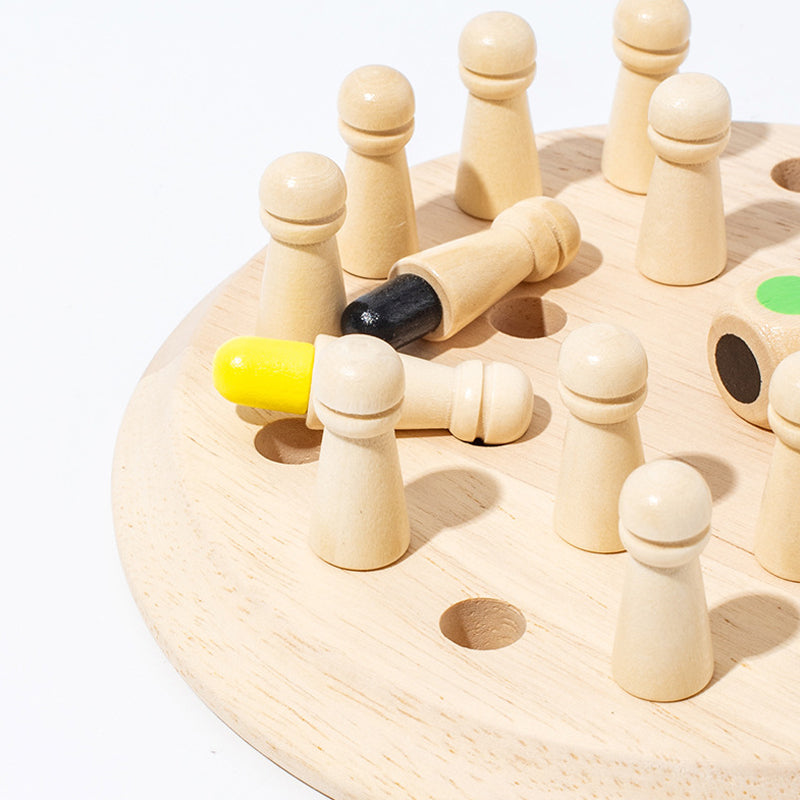 lose-up of a finely polished wooden memory game board with rounded edges and smooth surface