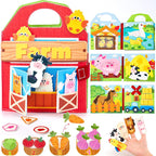 Colorful Montessori-style preschool busy book for toddlers featuring dinosaur, princess, Christmas, farm, zoo, and ocean themes with 3D felt pages and interactive learning elements.
