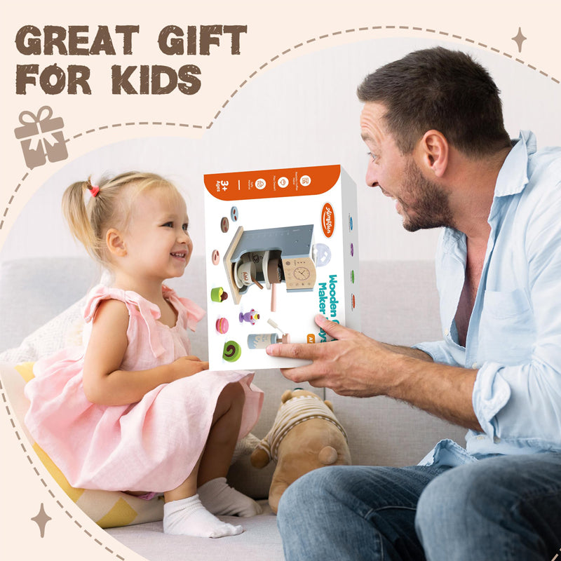 Beautifully packaged wooden coffee toy set — the perfect gift for toddlers and preschoolers
