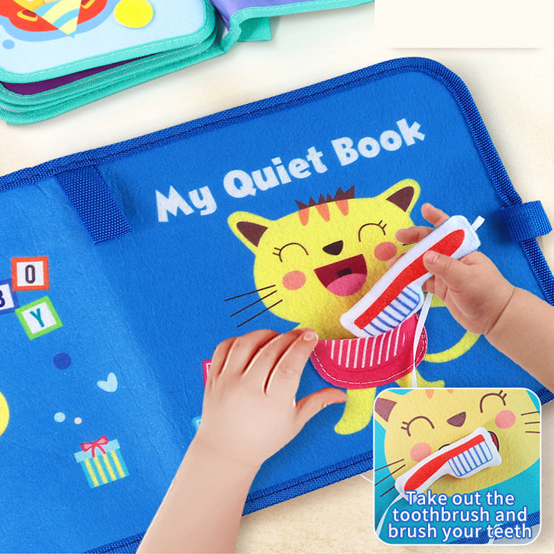 Mess-free fun with pocket sections for accessories in sensory book