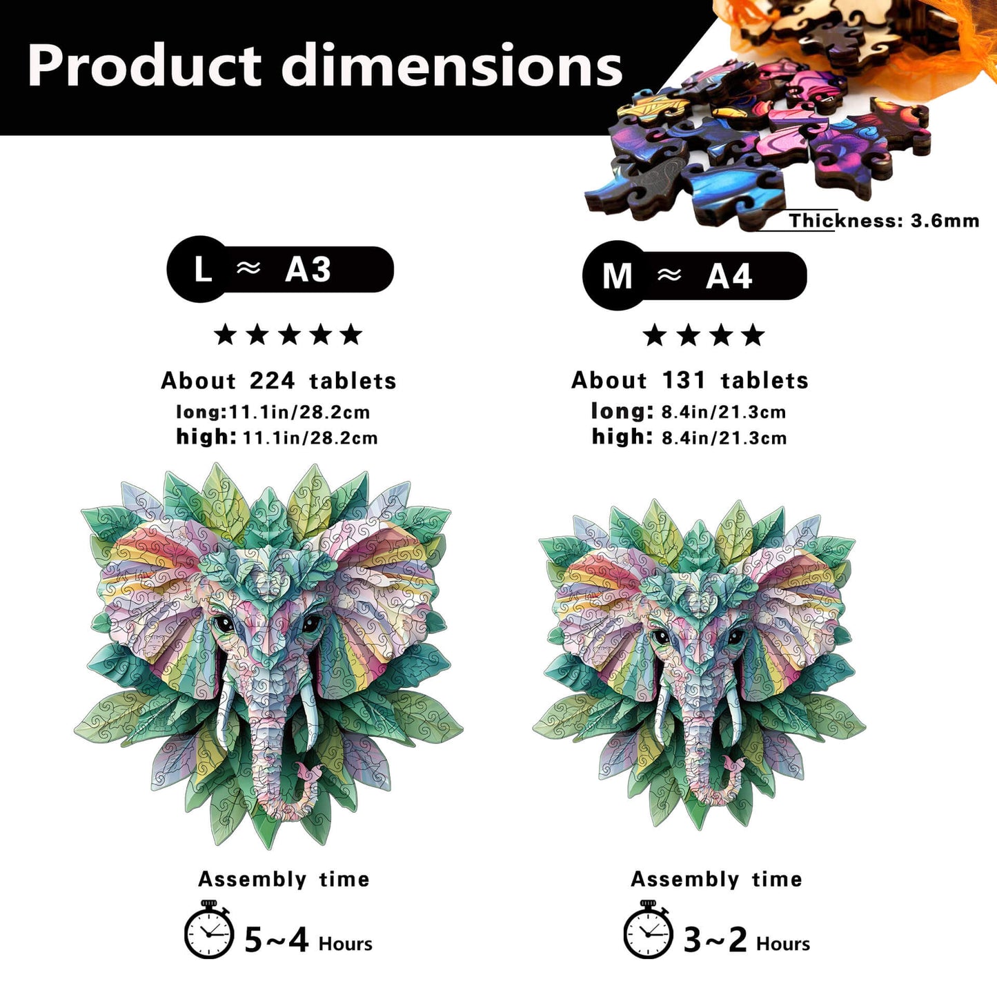 Elephant wooden puzzle displayed as home decor art