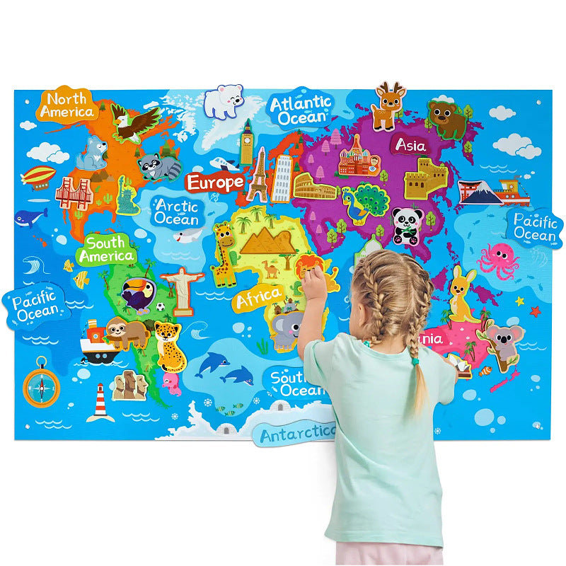 Educational busy board for toddlers with colorful sensory elements to encourage hands-on learning and creativity
