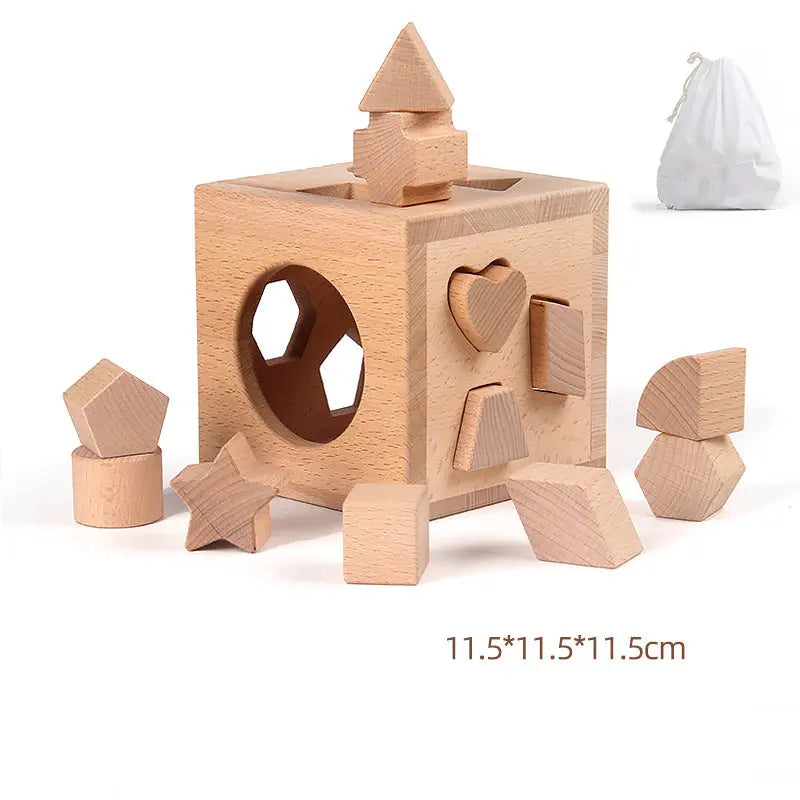 Beech Wood Geometric Blocks - Cognitive Development Toys montessori