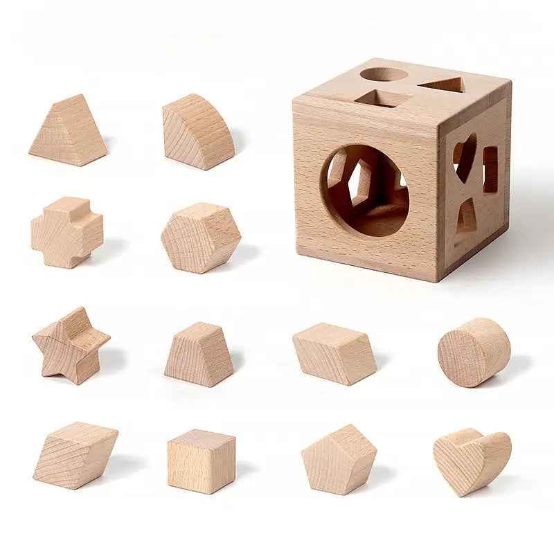 Beech Wood Geometric Blocks - Cognitive Development Toys montessori